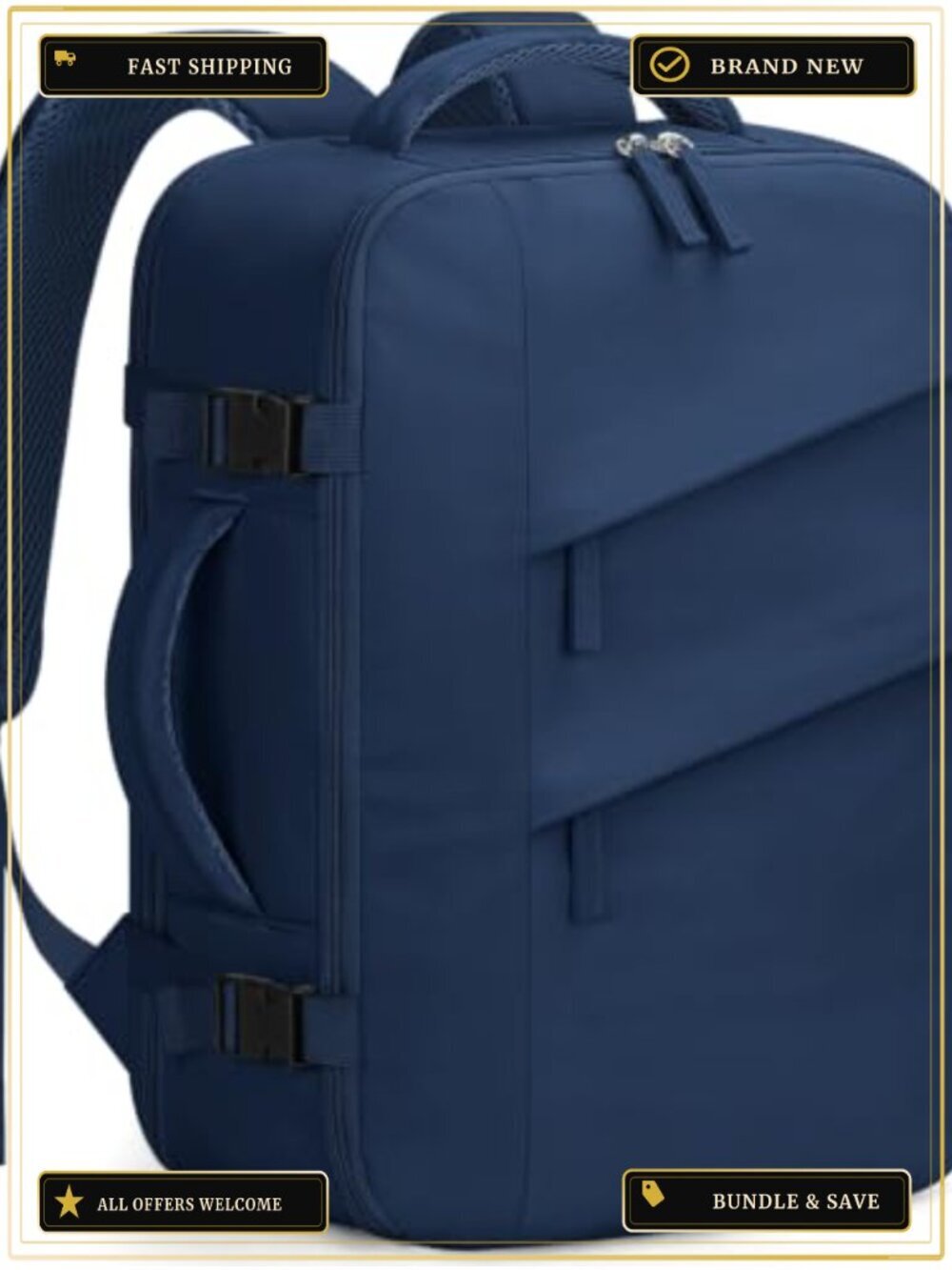 Water-Resistant Travel Backpack for Laptop 15.6 Inch, 22L Carry-On Weekender